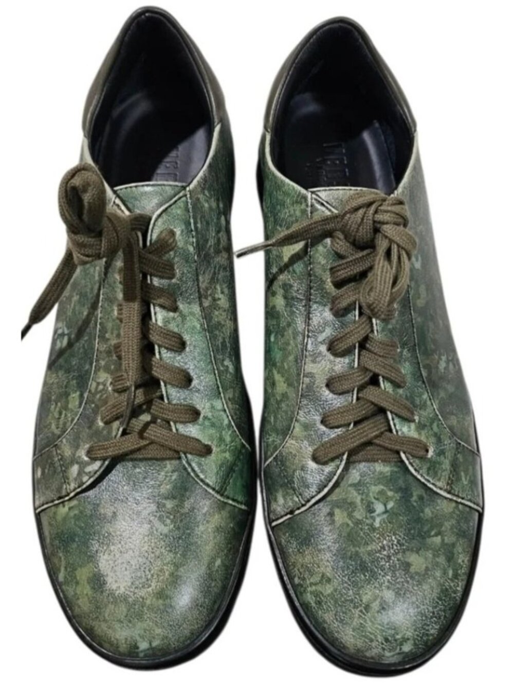 Versace Leather Printed Sneakers in a green camo Italian leather finish NWOT